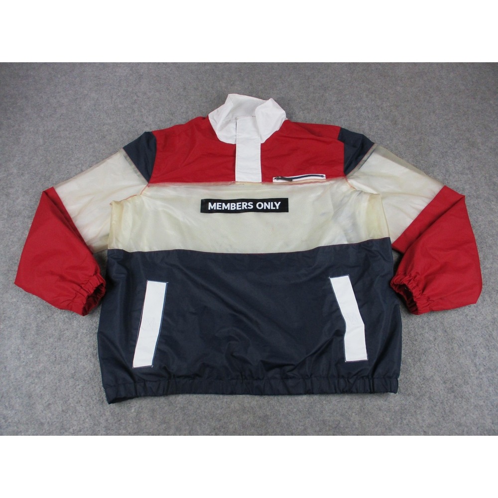 Members Only Jacket Mens Extra Large Blue Red Colorblock Windbreaker Anorak Coat